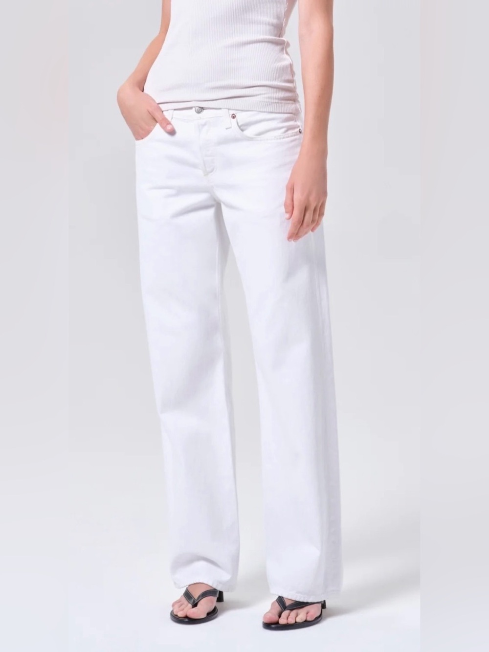 AGOLDE Low Rise Loose Jeans 30 Marshmallow NWT Relaxed Wide Leg Denim